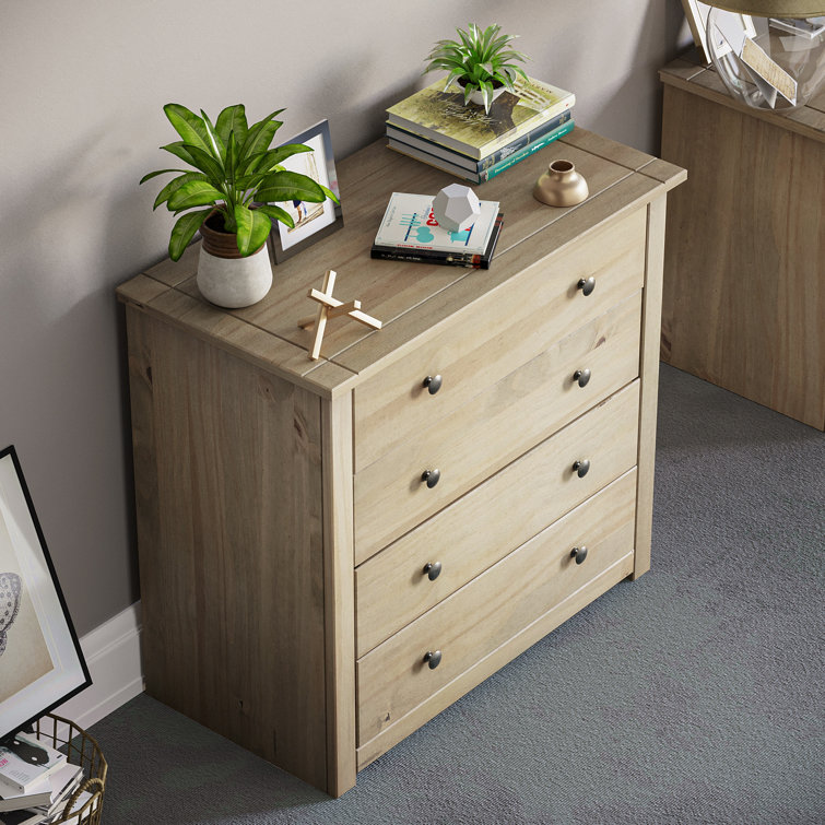 Natur Pur Weiss 4 Drawer 80Cm W Solid Wood Chest Of Drawers & Reviews